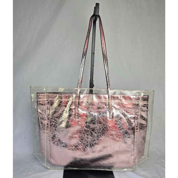 Aldo Clear Beach Tote Bag Pink Metallic - Picture 1 of 14